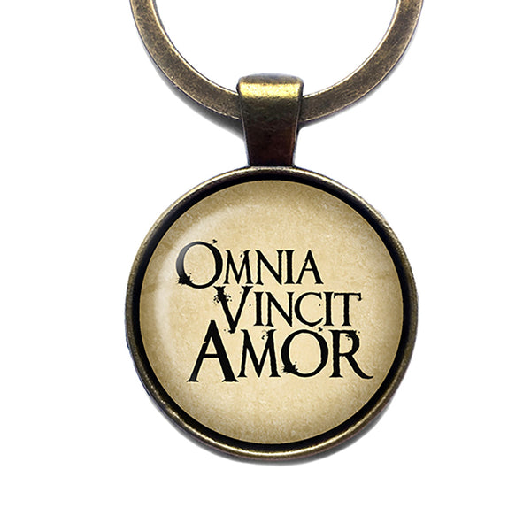 Latin Phrase Omnia Vincit Amor Love Conquers All Virgil Roman Poet Antique Bronze Keychain
