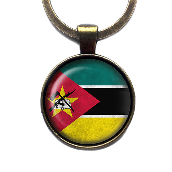 Republic of Mozambique Mozambican Flag Antique Bronze Keychain