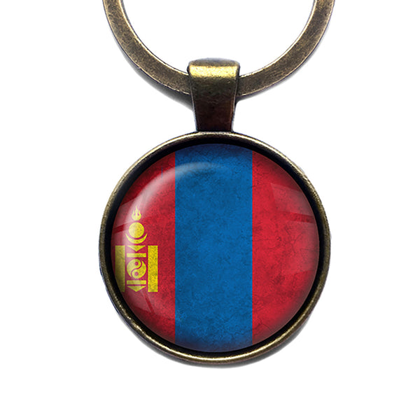 Mongolia Mongolian Flag Antique Bronze Keychain