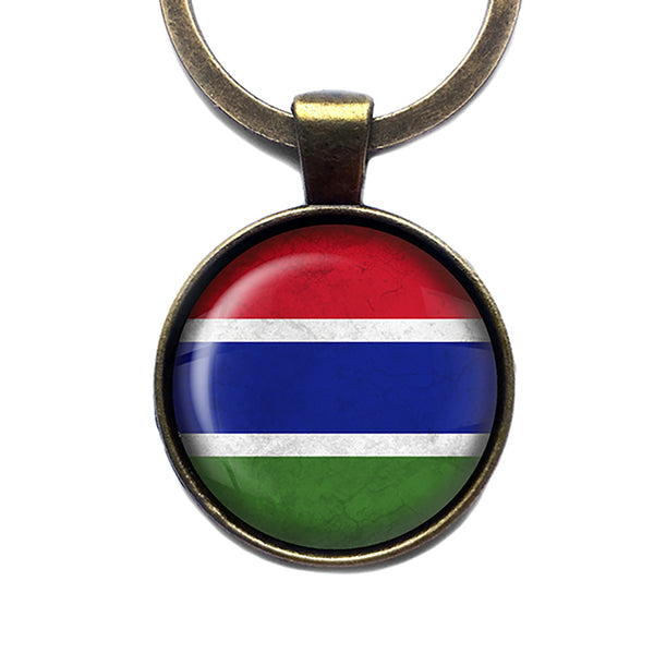 Republic of The Gambia Gambian Flag Antique Bronze Keychain
