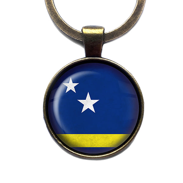 Curacao Curaçaoan Flag Antique Bronze Keychain