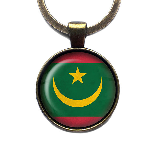 Republic of Mauritania Mauritanian Flag Antique Bronze Keychain