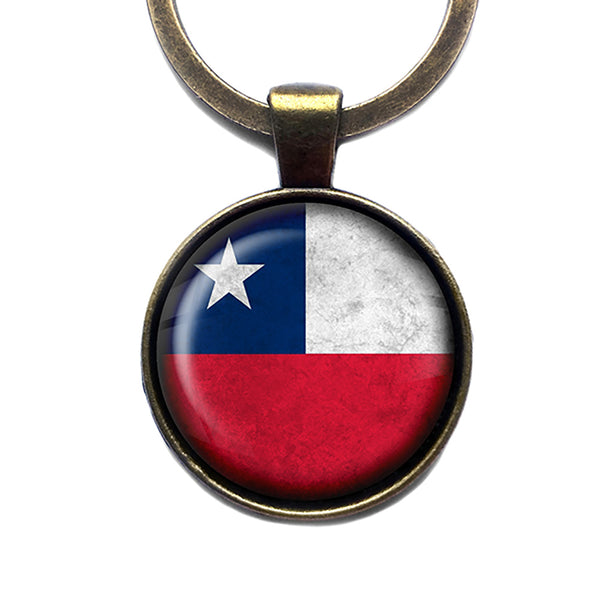 Chile Chilean Flag Antique Bronze Keychain