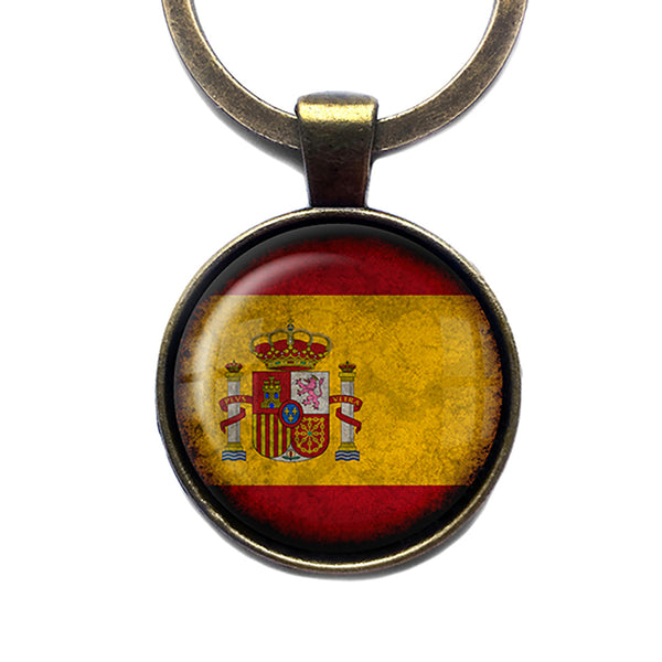 Spain Spanish España Flag Antique Bronze Keychain