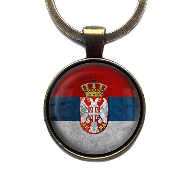 Serbia Serbian Flag Antique Bronze Keychain