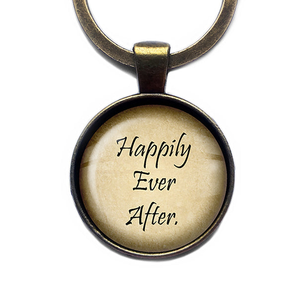 Happily Ever After Fairy Tale Antique Bronze Keychain
