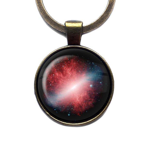 NASA Photograph Red Galaxy Antique Bronze Keychain
