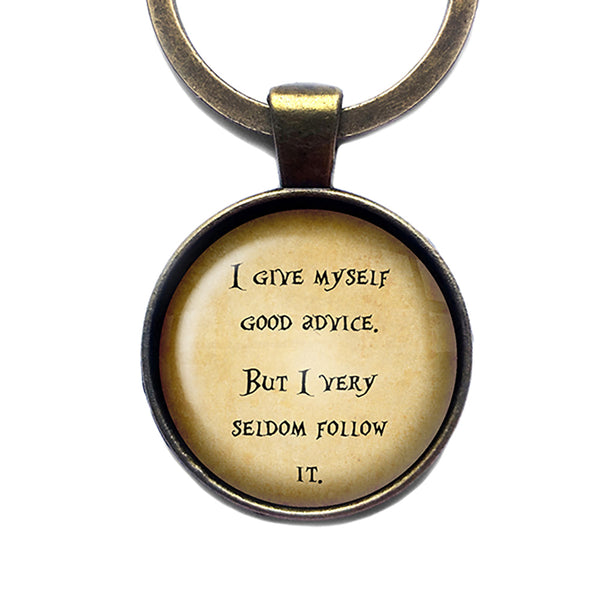 Alice in Wonderland I Give Myself Good Advice Bronze Keychain