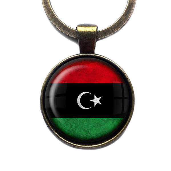 Libya Libyan Flag Antique Bronze Keychain
