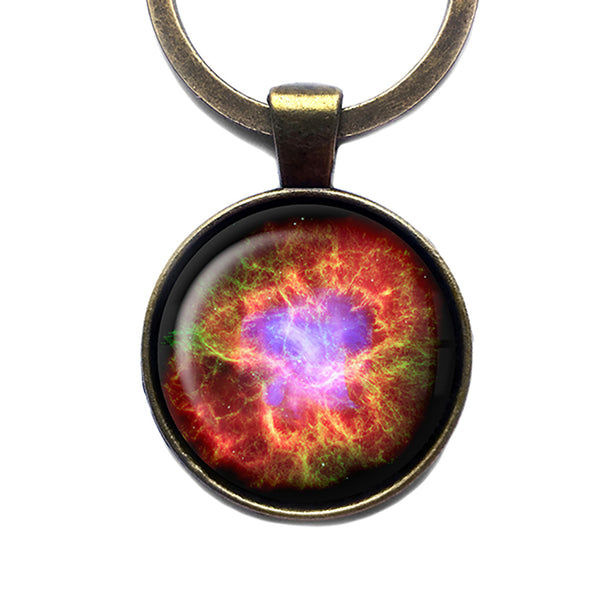 NASA Photograph Crab Nebula Antique Bronze Keychain