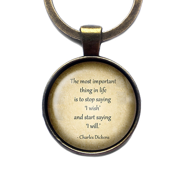 Charles Dickens The Most Important Thing in Life Antique Bronze Keychain