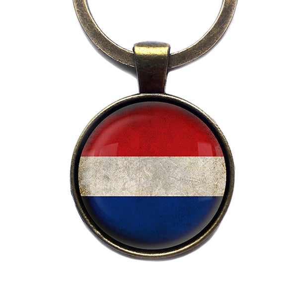 Holland Netherlands Flag Antique Bronze Keychain