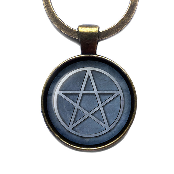 Halloween Witchcraft Pentagram Antique Bronze Keychain