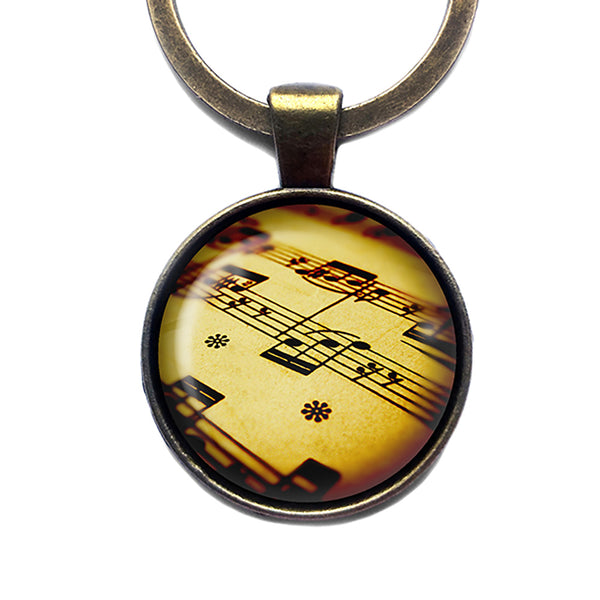 Sheet Music Musical Notes Bronze Keychain