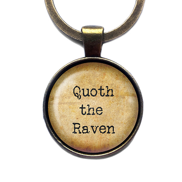 Edgar Allen Poe Nevermore Quoth the Raven Bronze Keychain