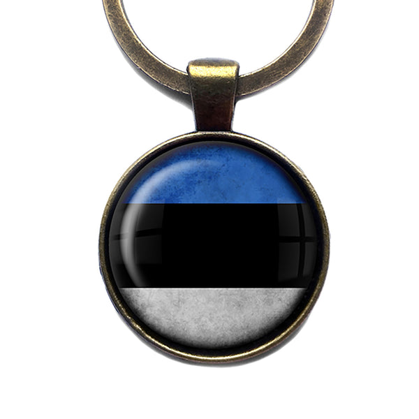 Estonia Estonian Flag Antique Bronze Keychain