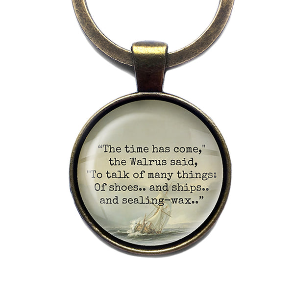 Lewis Carroll Alice in Wonderland The Walrus and the Carptenter Antique Bronze Keychain