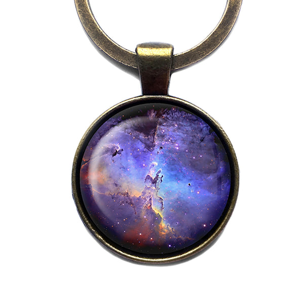 NASA Photograph Nebular Swirls Antique Bronze Keychain