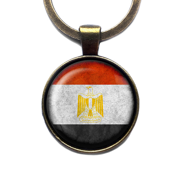 Egypt Egyptian Flag Antique Bronze Keychain