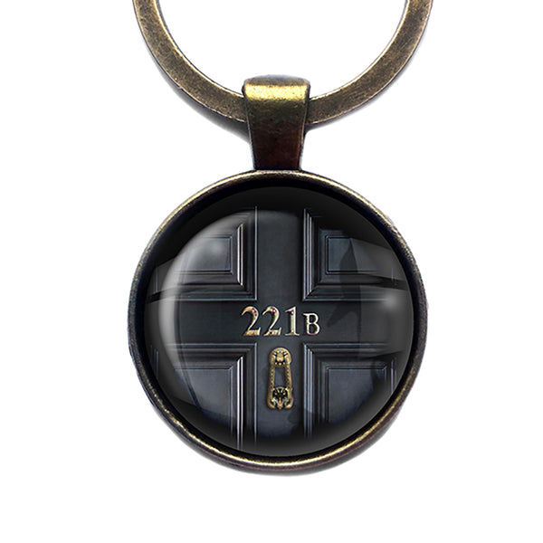 Sherlock Holmes Room 221B Bronze Keychain