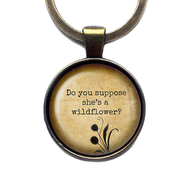 Alice in Wonderland Do you Suppose she's a Wildflower Antique Bronze Keychain
