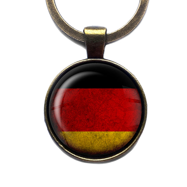 Germany German Deutschland Flag Antique Bronze Keychain