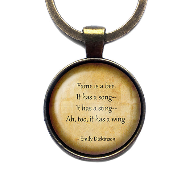 Emily Dickinson Fame is a Bee Song Sting Wing Antique Bronze Keychain