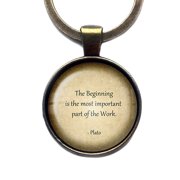 Plato Most Important Part of the Work Antique Bronze Keychain