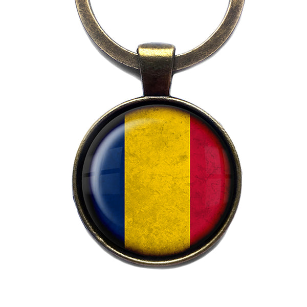 Chad Chadian Flag Antique Bronze Keychain