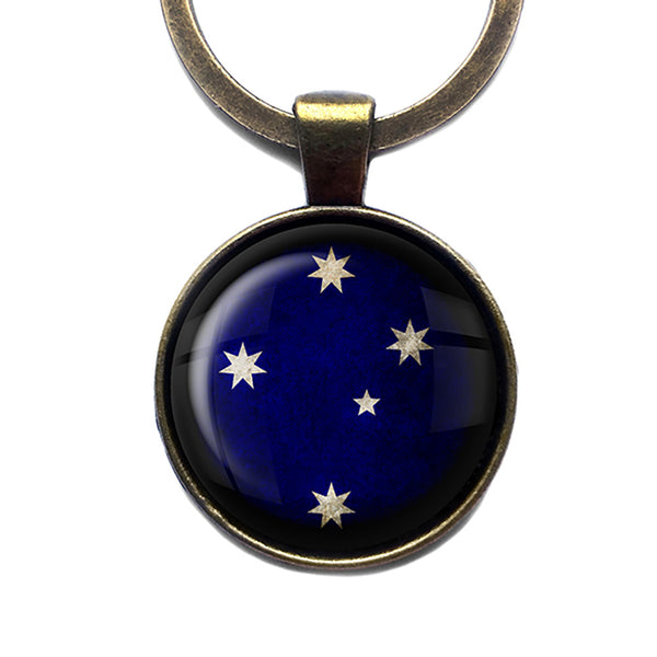 Australia Australian Southern Cross Flag Antique Bronze Keychain