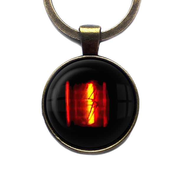Dieselpunk Steampunk Cyberpunk Nixie Tube Print Number 1 One Antique Bronze Keychain