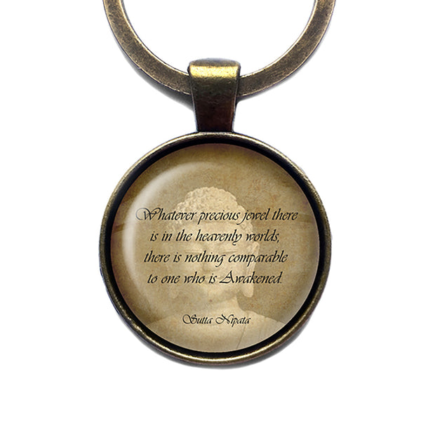 The Buddha Sutta Nipata Heavenly Worlds Awakened Antique Bronze Keychain