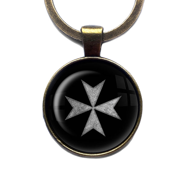 Worn Knights of Malta Hospitalier Hospitaller Antique Bronze Keychain
