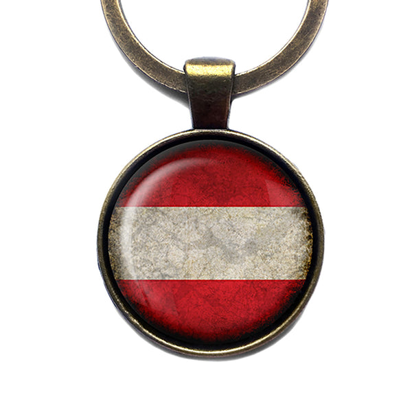 Austria Austrian Österreich Flag Antique Bronze Keychain