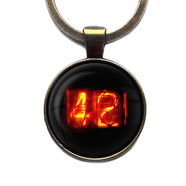 Dieselpunk Steampunk Cyberpunk Nixie Tube Print Number 42 Forty Two Meaning of Life Antique Bronze Keychain