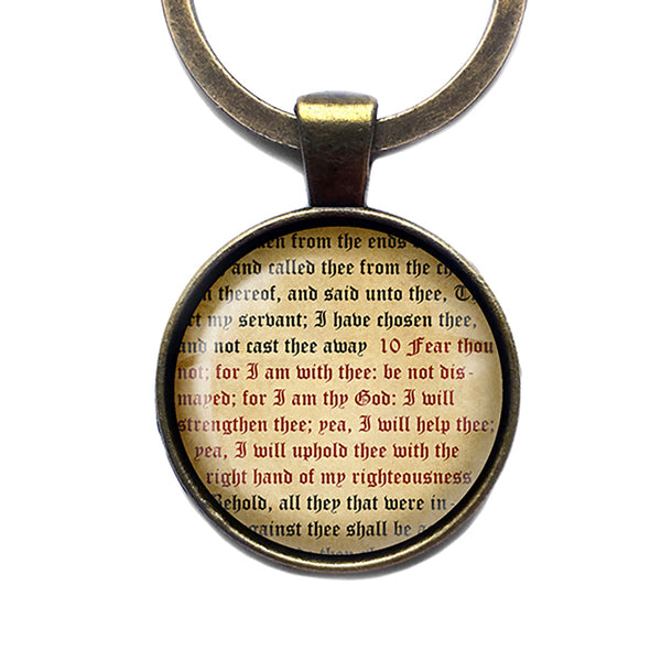 Isaiah 41:10 Fear Thou Not for I am with Thee King James Version KJV Bible Bronze Keychain