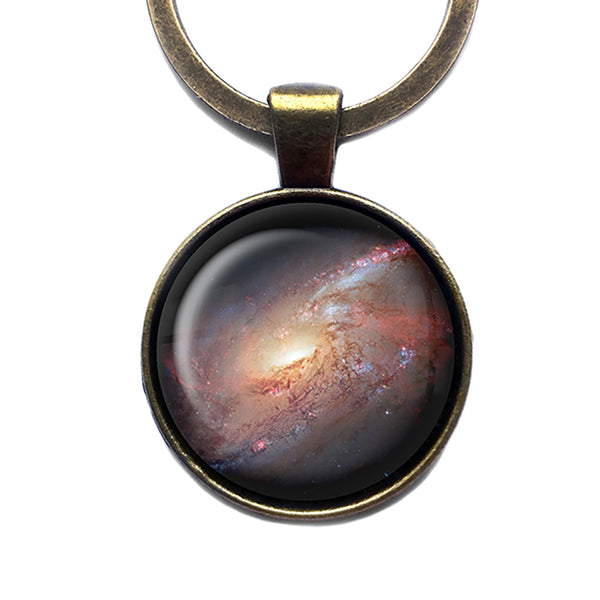 NASA Photograph Galaxy Messier 106 Antique Bronze Keychain