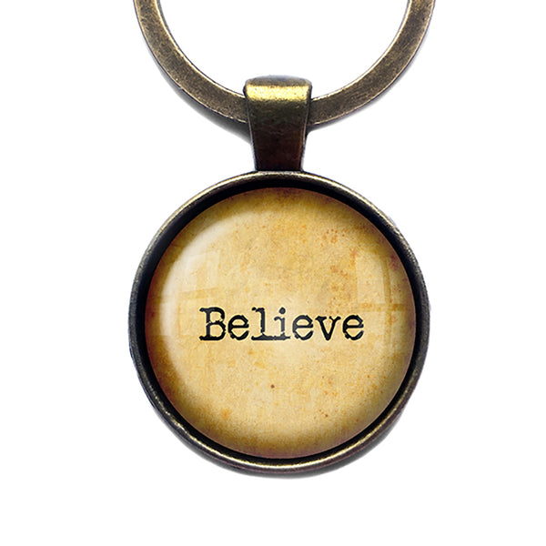 Believe Antique Bronze Keychain