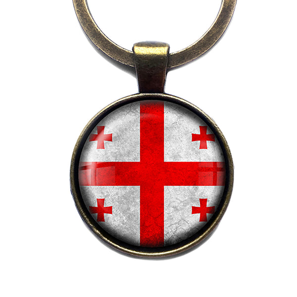 Georgia Georgian Flag Antique Bronze Keychain