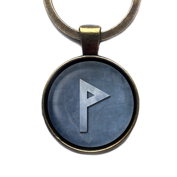 Viking Runes Elder Futhark W Wunjo Joy Antique Bronze Keychain