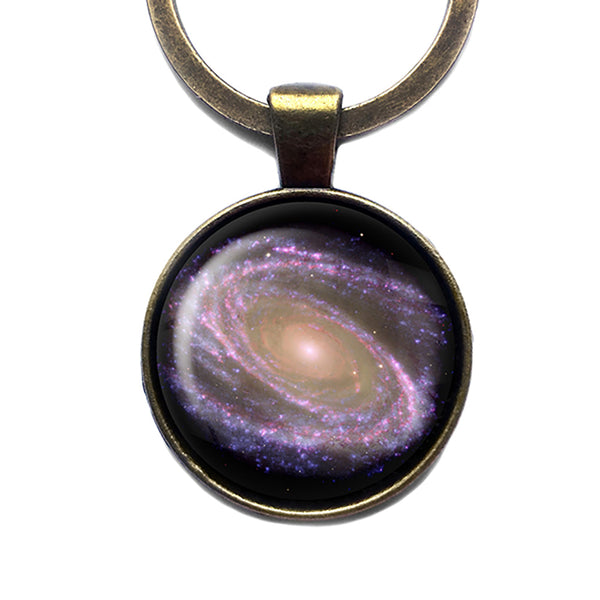 NASA Photograph Purple Galaxy Antique Bronze Keychain