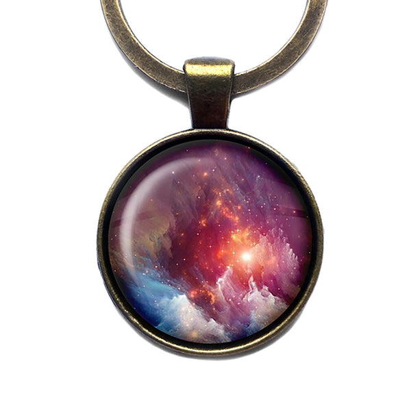 NASA Photograph Nebula Red Beauty Antique Bronze Keychain