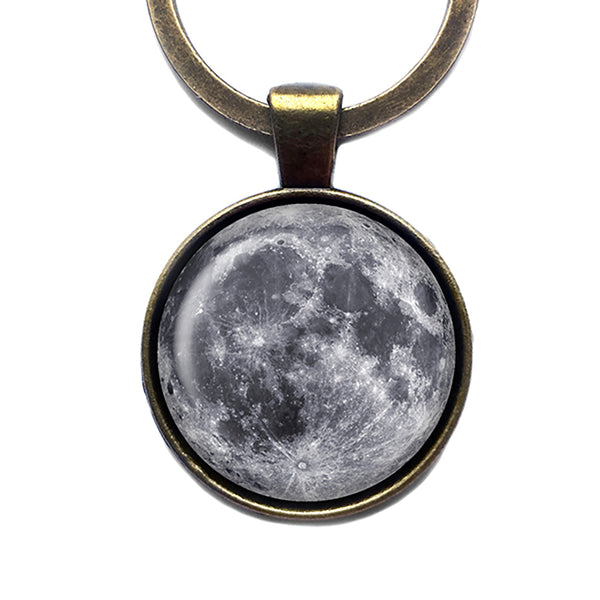 NASA Photograph The Moon Antique Bronze Keychain
