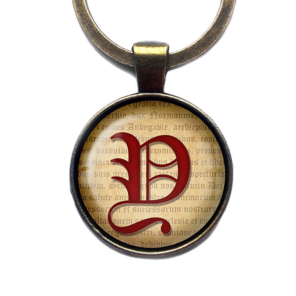 Y Letter Old English Gothic Blackletter Magna Carta Antique Bronze Keychain