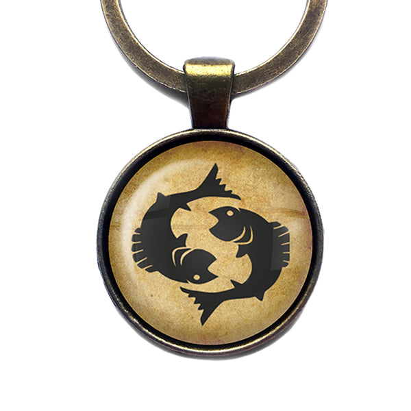Astrology Zodiac Sign Sagittarius Bronze Keychain