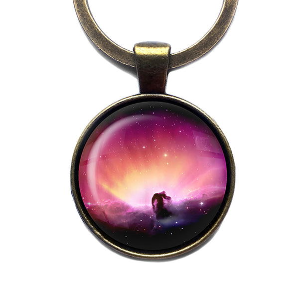 NASA Photograph Pink Nebula Antique Bronze Keychain