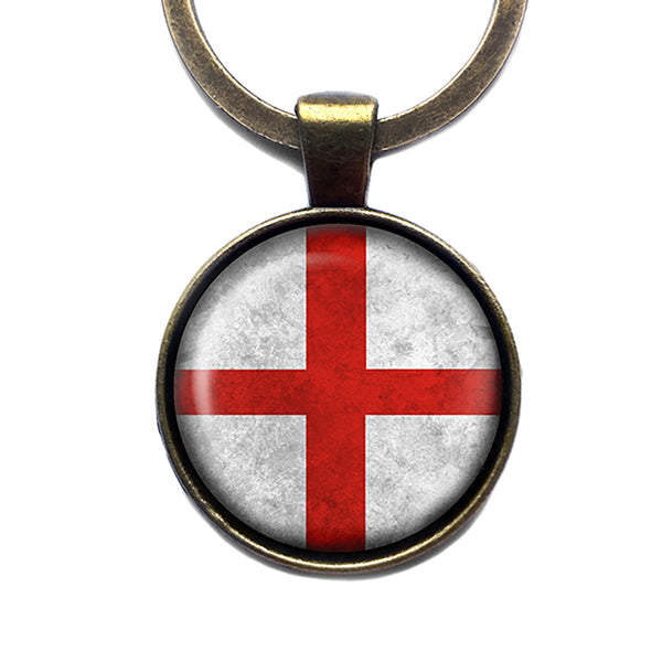England English Flag Antique Bronze Keychain