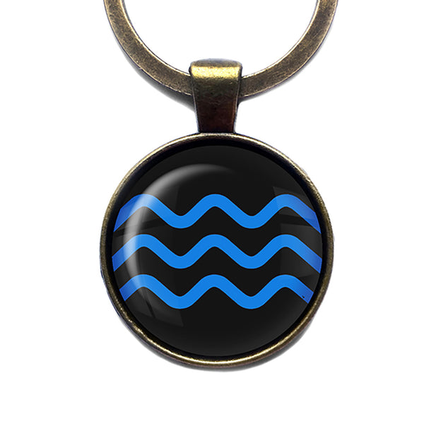 Blue Wave Antique Bronze Keychain