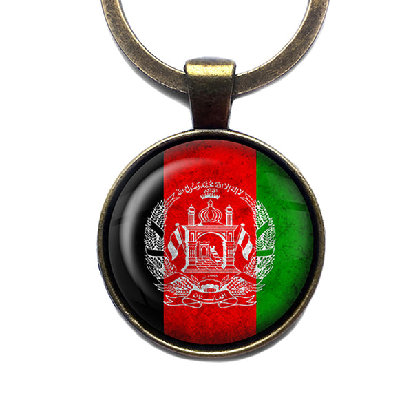 Afganistan Afgan Flag Antique Bronze Keychain
