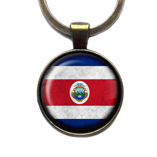 Costa Rica Costa Rican Flag Antique Bronze Keychain